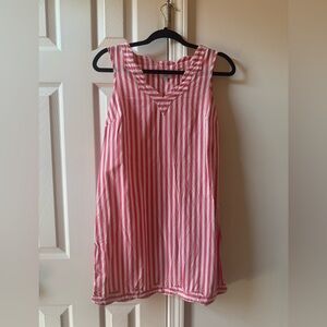 Crown & Ivy Pink Striped Dress with Scalloped Edges